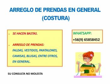 ARREGLO DE PRENDAS EN GENERAL (COSTURA)